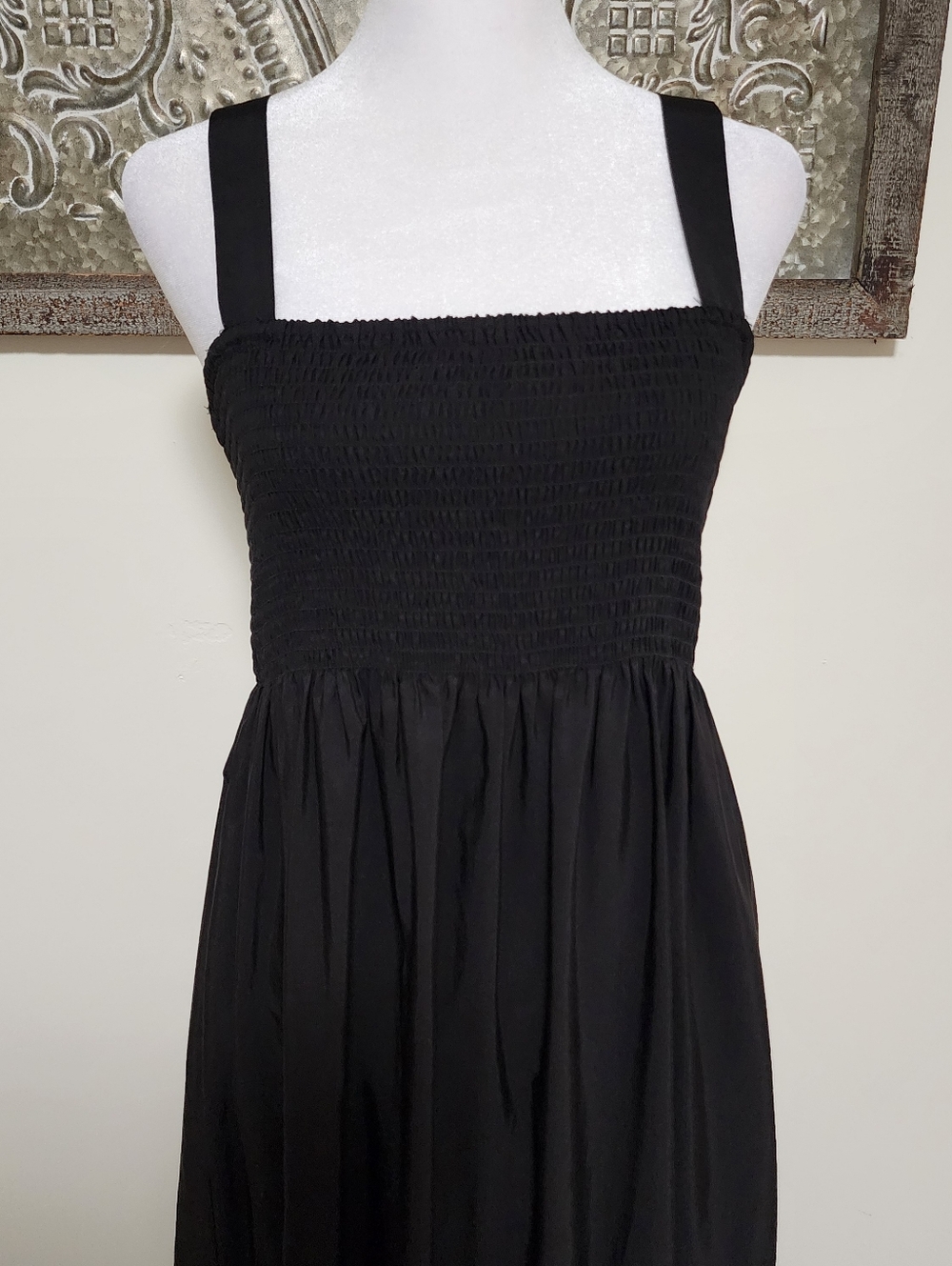 Zara Women's Black Smocked Bodice Sleeveless Tiered Maxi Dress Med Summer Casual - Picture 7 of 11
